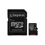   Kingston 64GB SD micro Canvas Select 80R (SDXC Class 10  UHS-I) (SDCS/64GB) memóriakártya adapterrel