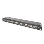   DIGITUS CAT6A 24port 19" 1U kompakt fekete árnyékolt Patch Panel