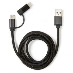 Kikkerland US237-BK fonott USB-C Lightning fekete kábel