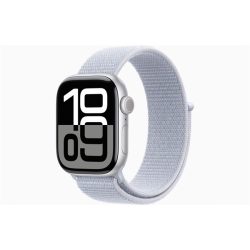 Apple Watch S10 GPS (42mm) ezüst alumínium tok, fakókék sportszíj okosóra