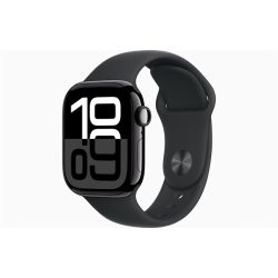 Apple Watch S10 GPS (42mm) kozmoszfekete alumínium tok, fekete sportszíj (S/M) okosóra