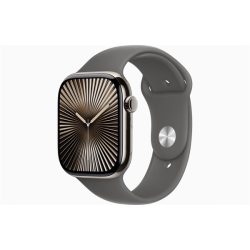 Apple Watch S10 Cellular (46mm) natúr titán tok, kőszürke sportszíj (S/M) okosóra